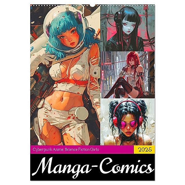 Manga-Comics. Cyberpunk Anime. Science Fiction Girls (Wandkalender 2025 DIN A2 hoch), CALVENDO Monatskalender, Calvendo, Rose Hurley