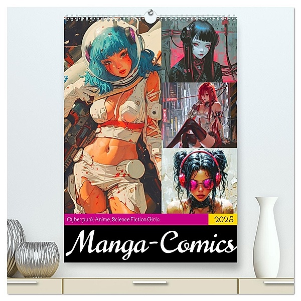 Manga-Comics. Cyberpunk Anime. Science Fiction Girls (hochwertiger Premium Wandkalender 2025 DIN A2 hoch), Kunstdruck in Hochglanz, Calvendo, Rose Hurley