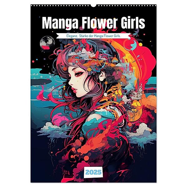Manga Flower Girls (Wandkalender 2025 DIN A2 hoch), CALVENDO Monatskalender, Calvendo, thomas meinert
