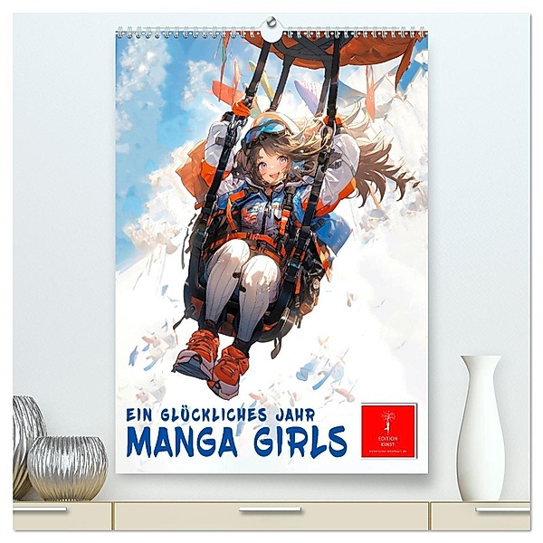 Manga Girls - ein glückliches Jahr (hochwertiger Premium Wandkalender 2024 DIN A2 hoch), Kunstdruck in Hochglanz, Calvendo, Peter Roder