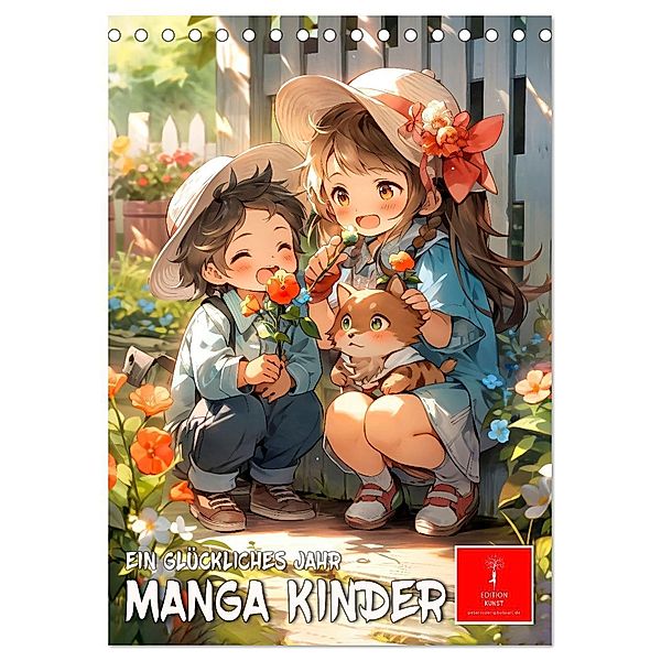 Manga Kinder - ein glückliches Jahr (Tischkalender 2024 DIN A5 hoch), CALVENDO Monatskalender, Calvendo, Peter Roder