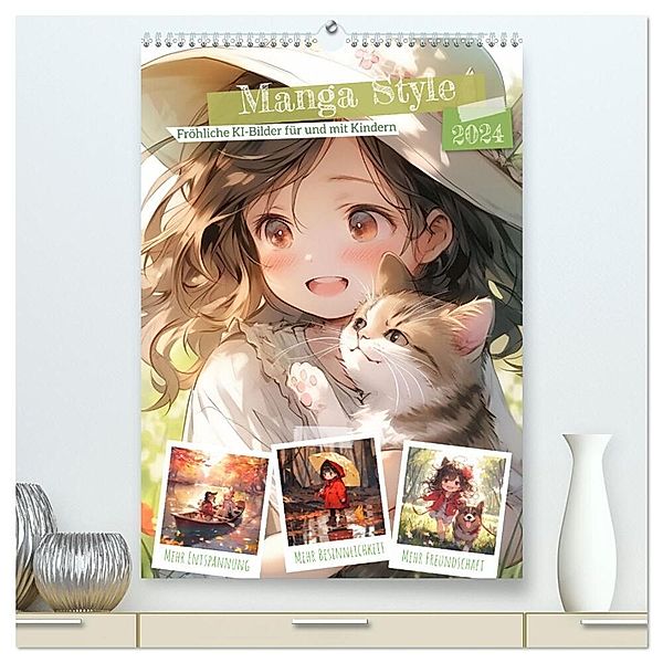 Manga Style Kinder (hochwertiger Premium Wandkalender 2024 DIN A2 hoch), Kunstdruck in Hochglanz, Cathrin Illgen