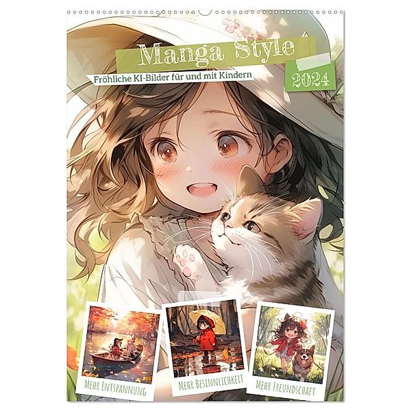 Manga Style Kinder (Wandkalender 2024 DIN A2 hoch), CALVENDO Monatskalender, Cathrin Illgen