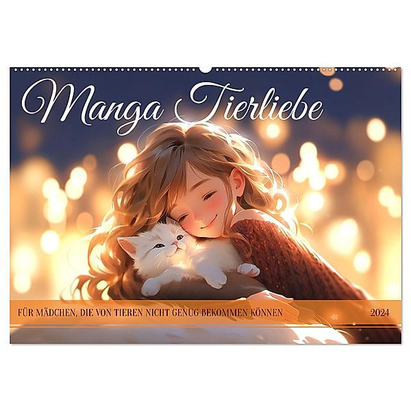 Manga Tierliebe (Wandkalender 2024 DIN A2 quer), CALVENDO Monatskalender, Kerstin Waurick