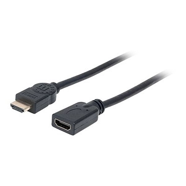 MANHATTAN HDMI Verlaengerungskabel 1,8m High Speed HDMI mit Ethernet Kanal HDMI-Stecker auf HDMI-Buchse Porterweiterung Schwarz