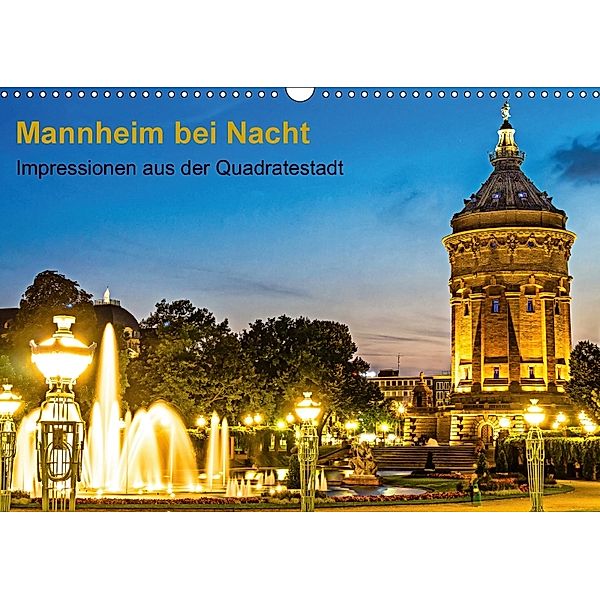 Mannheim bei Nacht - Impressionen aus der Quadratestadt (Wandkalender 2018 DIN A3 quer), Thomas Seethaler