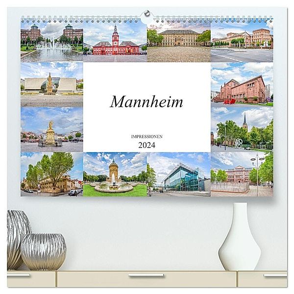 Mannheim Impressionen (hochwertiger Premium Wandkalender 2024 DIN A2 quer), Kunstdruck in Hochglanz, Dirk Meutzner