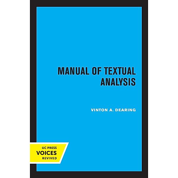 Manual of Textual Analysis, Vinton A. Dearing