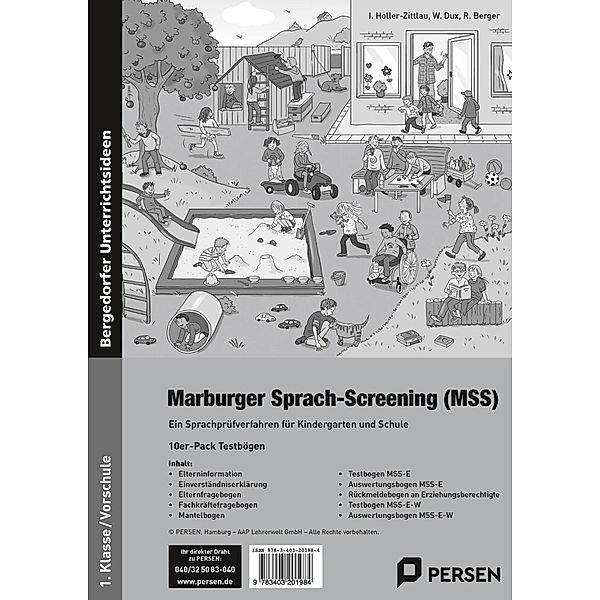 Marburger Sprach-Screening (MSS) - Testbögen, Inge Holler-Zittlau, Winfried Dux, Roswitha Berger