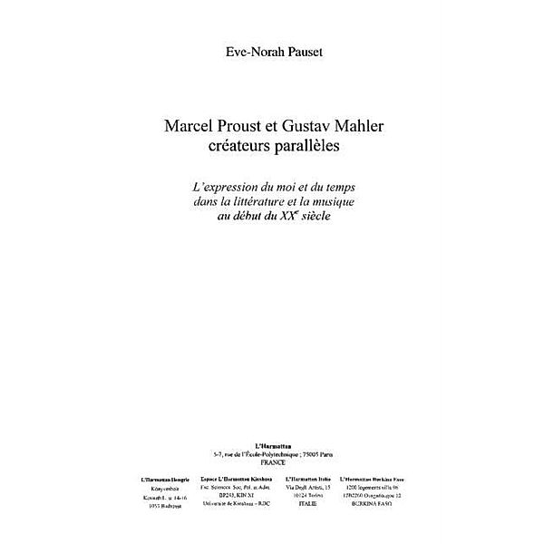 Marcel proust et gustav mahlercreateurs / Hors-collection, Pauset Eve-Norah