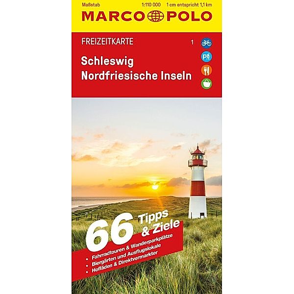 MARCO POLO Freizeitkarte 1 Schleswig, Nordfriesische Inseln 1:110.000