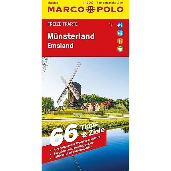 MARCO POLO Freizeitkarte 12 Münsterland, Emsland 1:110.000
