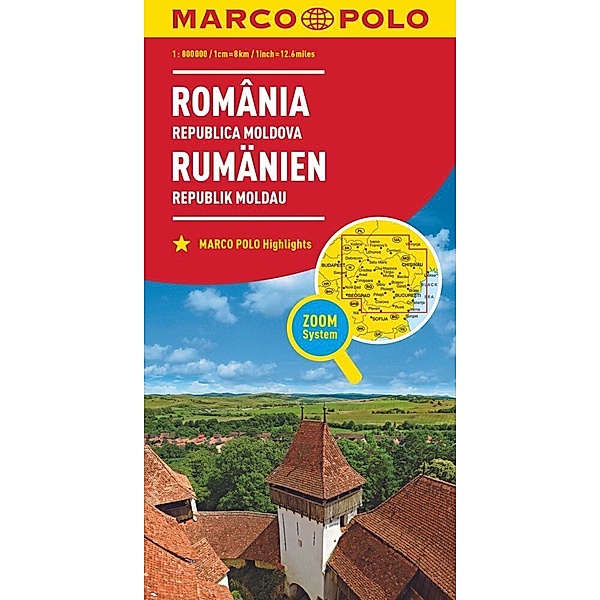 Marco Polo Länderkarte / MARCO POLO Länderkarte Rumänien, Republik Moldau 1:800.000. Romania, Repubilca Moldova. Romania, Republic of Moldova. Roumanie, République Moldavie