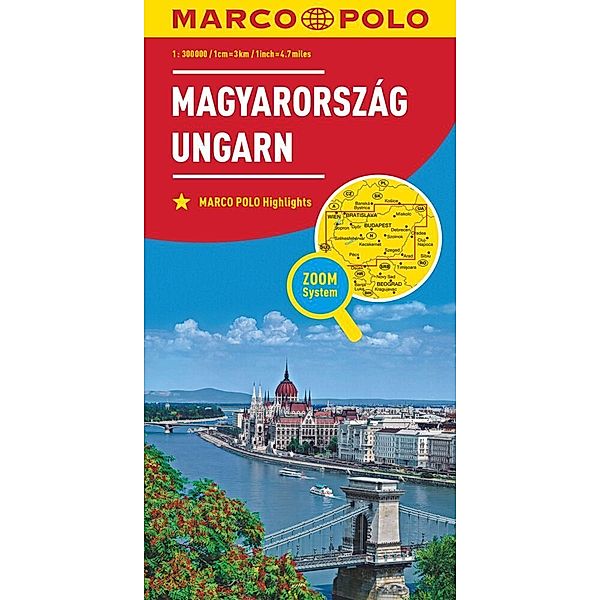 MARCO POLO Länderkarte Ungarn 1:300.000. Magyarország / Hungary / Hongrie