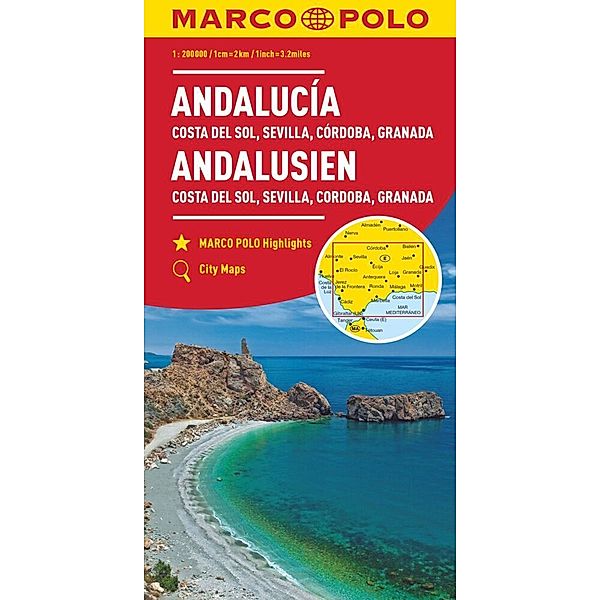 MARCO POLO Regionalkarte Andalusien, Costa del Sol 1:200.000. Andalousie - Costa del Sol, Séville, Cordoue, Grenade. Andalucia - Costa del Sol, Sevilla, Córdoba, Granada. Andalusia - Costa del Sol, Seville, Cordova, Granada, Costa del Sol 1:200.000. Andalousie - Costa del Sol, Séville, Cordoue, Grenade. And MARCO POLO Regionalkarte Andalusien