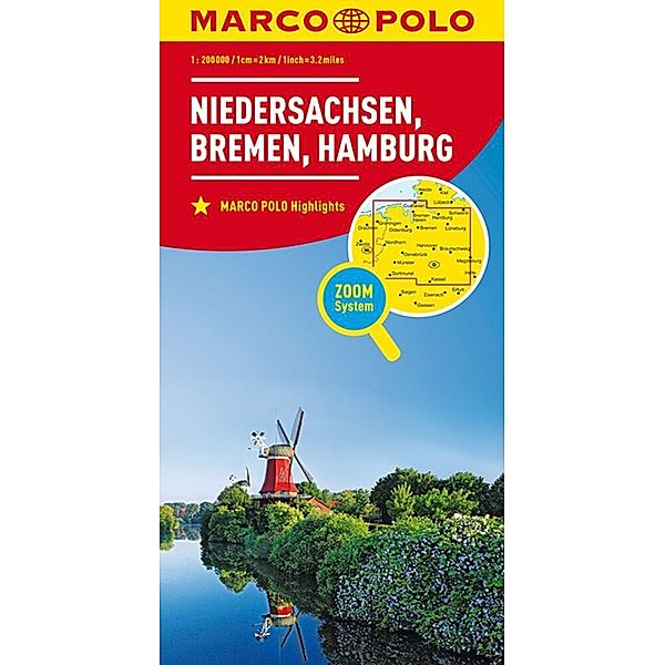 MARCO POLO Regionalkarte Deutschland 03 Niedersachsen, Bremen, Hamburg 1:200.000. Lower Saxony, Bremen, Hamburg. Basse-Saxe, Breme, Hambourg
