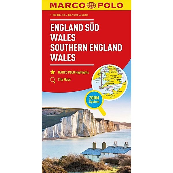 MARCO POLO Regionalkarte England Süd, Wales 1:300.000