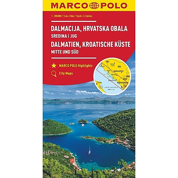 MARCO POLO Regionalkarte Kroatische Küste Mitte und Süd 1:200.000. Dalmacija, Hrvatska Obala / Dalmatia, Croatian Coastline Central and South, MARCO POLO Regionalkarte Kroatische Küste Mitte und Süd 1:200.000, Hrvatska Obala / Dalmatia, Croatian Coastl Dalmacija