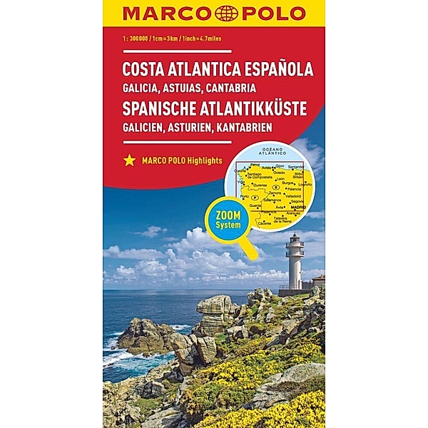 MARCO POLO Regionalkarte / MARCO POLO Regionalkarte Spanische Atlantikküste 1:300.000. Cote Atlantique Espagnole / Costa Atlantica Espanola / Spanish Atlantic Coast