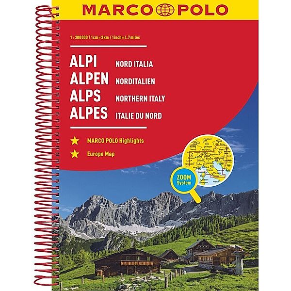MARCO POLO Reiseatlas Alpen, Norditalien 1:300.000. Marco Polo Alpes, Italie du nord. Marco Polo Alps, Northern Italy