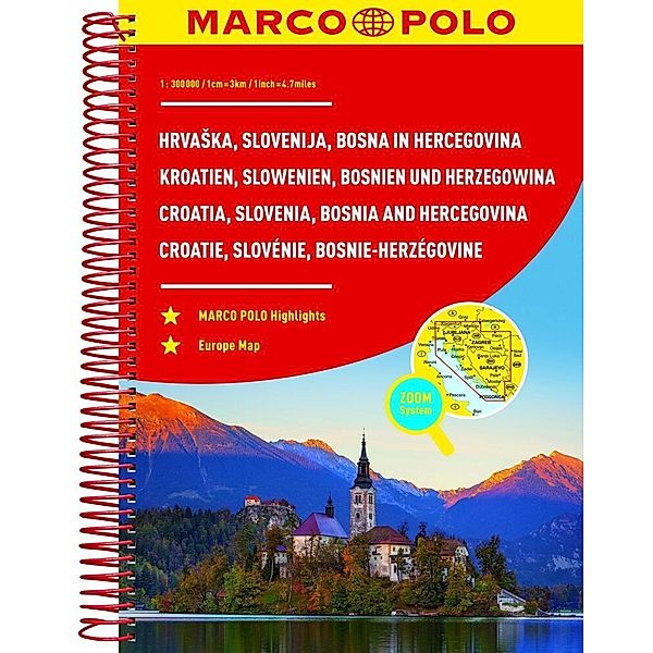 MARCO POLO Reiseatlas Kroatien, Slowenien, Bosnien und Herzegowina 1:300.000, Slowenien, Bosnien und Herzegowina 1:300.000 MARCO POLO Reiseatlas Kroatien