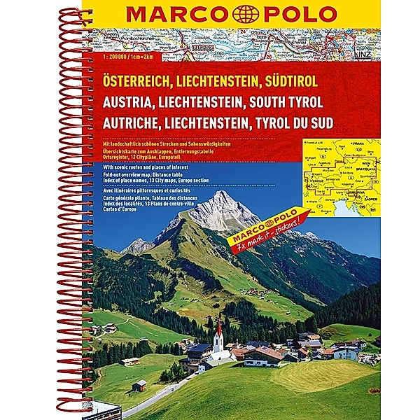 MARCO POLO Reiseatlas Österreich / Liechtenstein / Südtirol / Europa 1 : 200 000