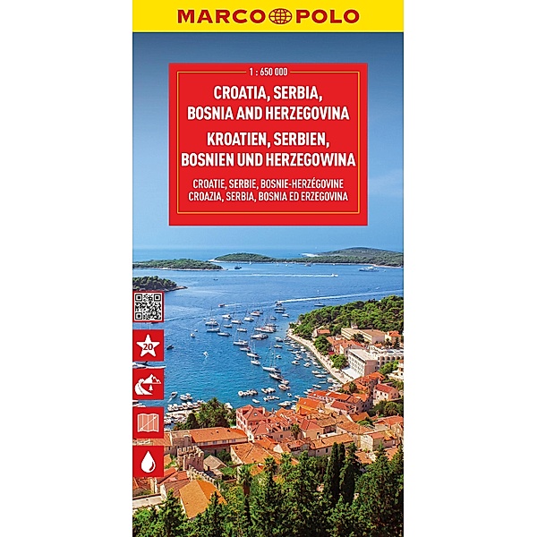 MARCO POLO Reisekarte Kroatien, Serbien, Bosnien und Herzegowina 1:650.000