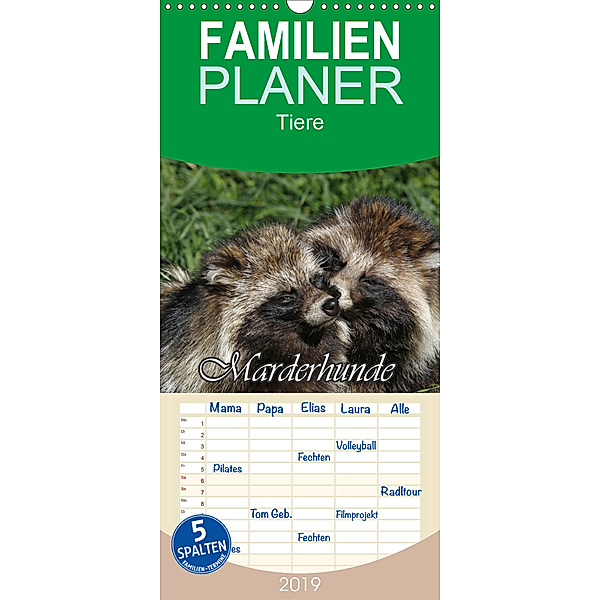Marderhunde - Familienplaner hoch (Wandkalender 2019 , 21 cm x 45 cm, hoch), Antje Lindert-Rottke