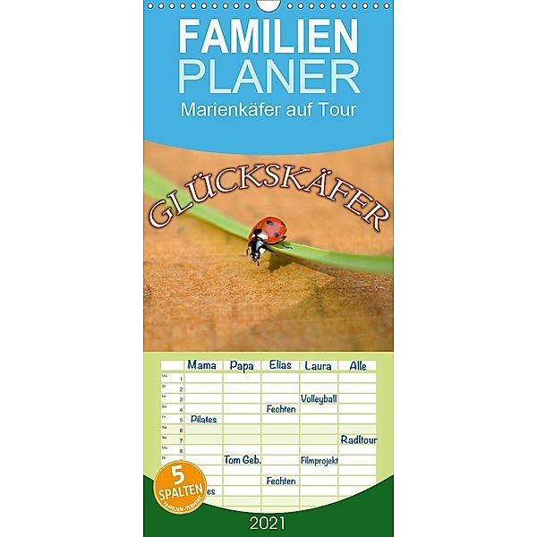 Marienkäfer 2021 - Familienplaner hoch (Wandkalender 2021 , 21 cm x 45 cm, hoch), Bildagentur Geduldig