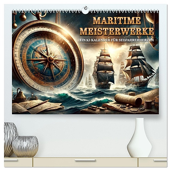 Maritime Meisterwerke: Ein KI-Kalender für Seefahrerherzen (hochwertiger Premium Wandkalender 2025 DIN A2 quer), Kunstdruck in Hochglanz, Calvendo, arteafcti
