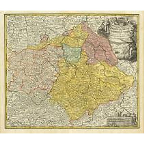 Markgrafschaft Meißen, Landgrafschaft Thüringen, Fürstentum Anhalt, Kurfürstentum und Herzogtum Sachsen, Saalkreis, Graf, Johann B. Homann