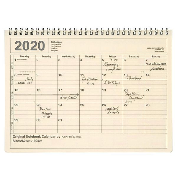 MARK'S 2020 Tischkalender M, Ivory