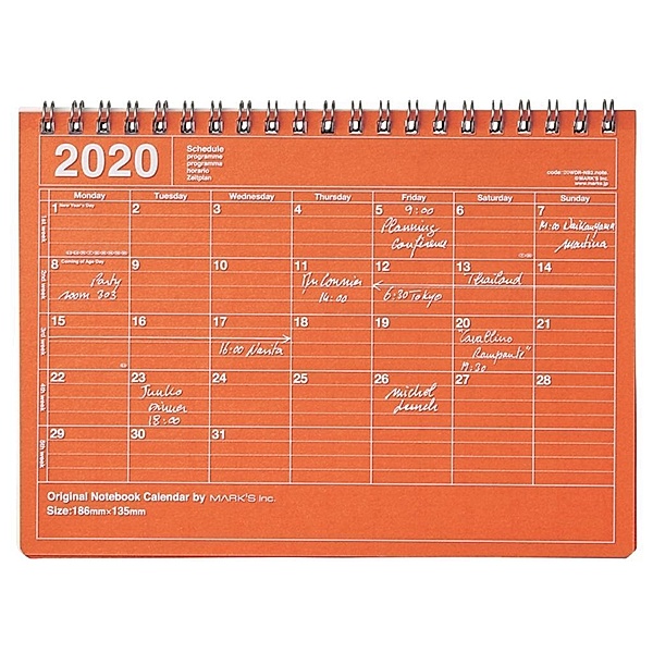 MARK'S 2020 Tischkalender S, Orange