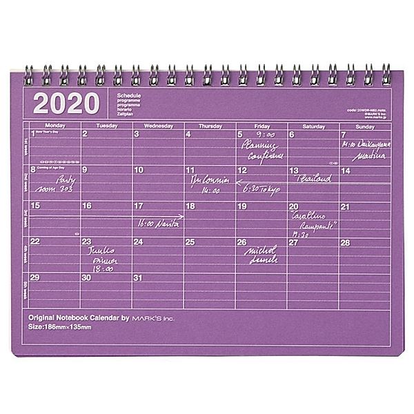 MARK'S 2020 Tischkalender S, Purple