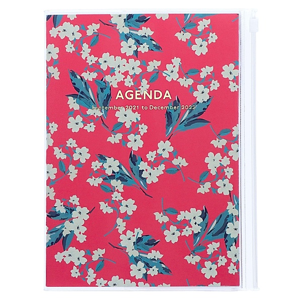 MARK'S 2021/2022 Taschenkalender A5 vertikal, Flower Pattern, Pink