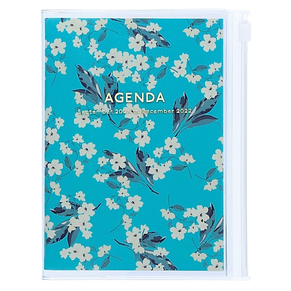 MARK'S 2021/2022 Taschenkalender A6 vertikal, Flower Pattern, Turquoise