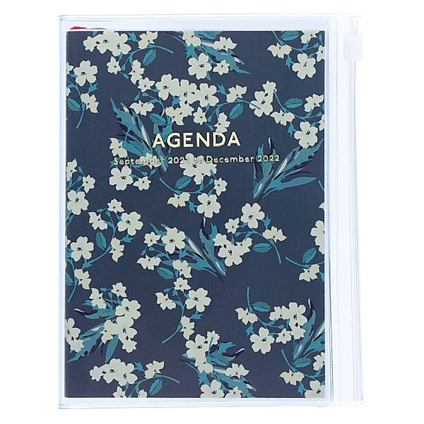 MARK'S 2021/2022 Taschenkalender A6 vertikal, Flower Pattern, Navy