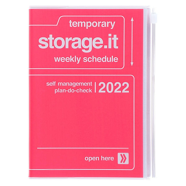 MARK'S 2021/2022 Taschenkalender B6 horizontal, left type Storage it, Pink