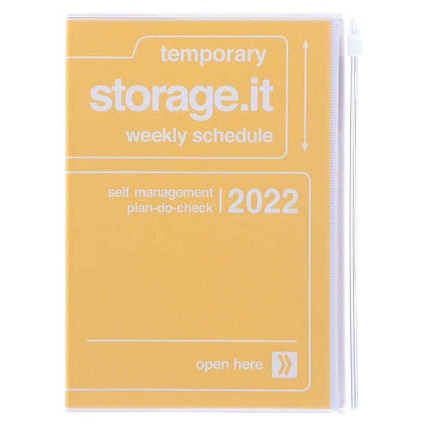 MARK'S 2021/2022 Taschenkalender B6 horizontal, left type Storage it, Yellow