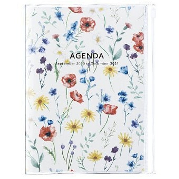 MARK'S 2021 Taschenkalender A5 vertikal, Flower Pattern, Ivory