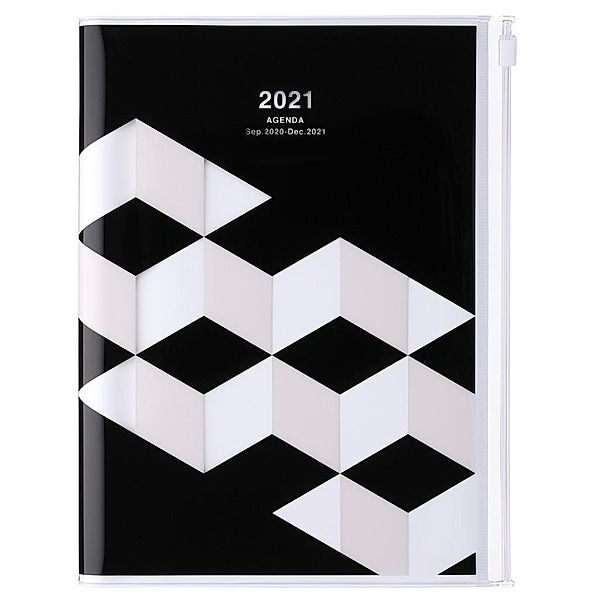 MARK'S 2021 Taschenkalender A5 vertikal, Geometric Pattern, Black