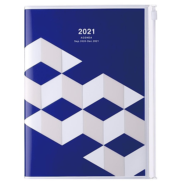 MARK'S 2021 Taschenkalender A5 vertikal, Geometric Pattern, Blue