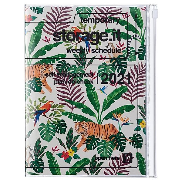 MARK'S 2021 Taschenkalender A5 vertikal, Storage.it, Jungle, Beige