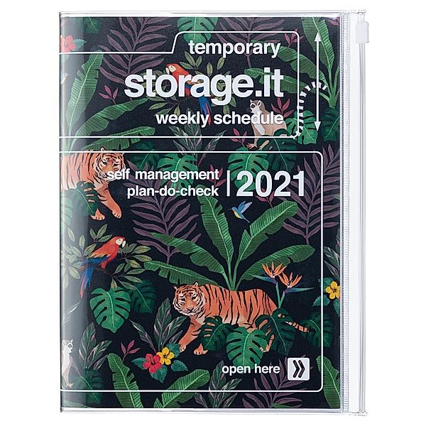 MARK'S 2021 Taschenkalender A5 vertikal, Storage.it, Jungle, Black