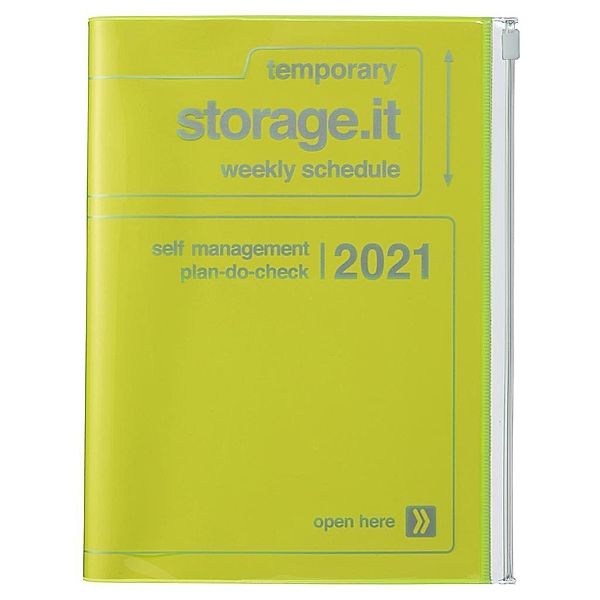 MARK'S 2021 Taschenkalender A5 vertikal, Storage.it, Neon Yellow