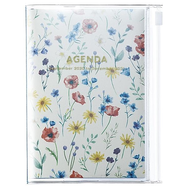 MARK'S 2021 Taschenkalender A6 vertikal, Flower Pattern, Ivory