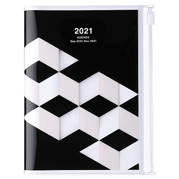 MARK'S 2021 Taschenkalender A6 vertikal, Geometric Pattern, Black