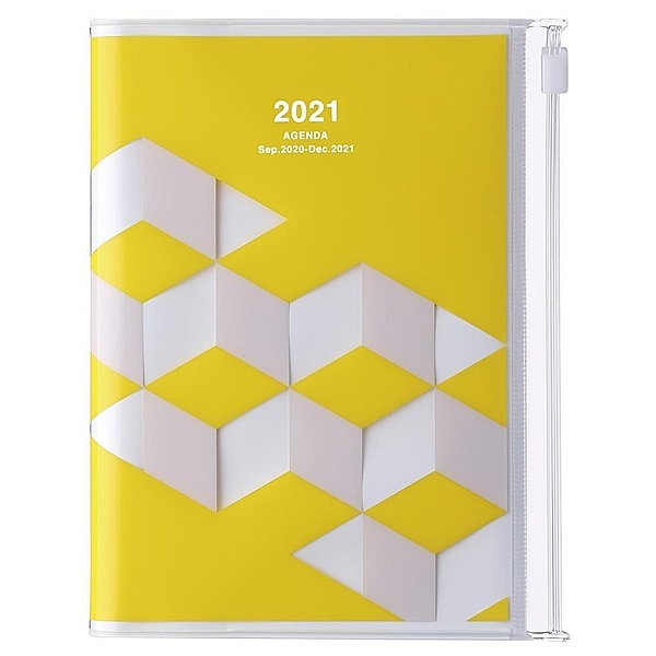MARK'S 2021 Taschenkalender A6 vertikal, Geometric Pattern, Yellow