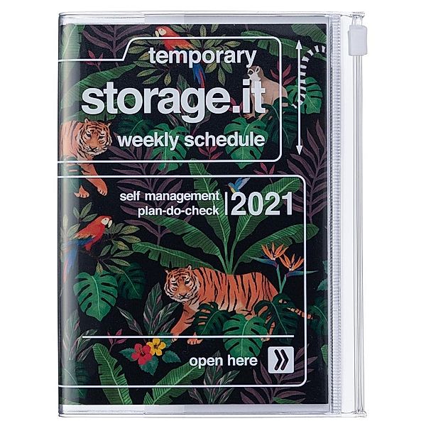MARK'S 2021 Taschenkalender A6 vertikal, Storage.it, Jungle, Black