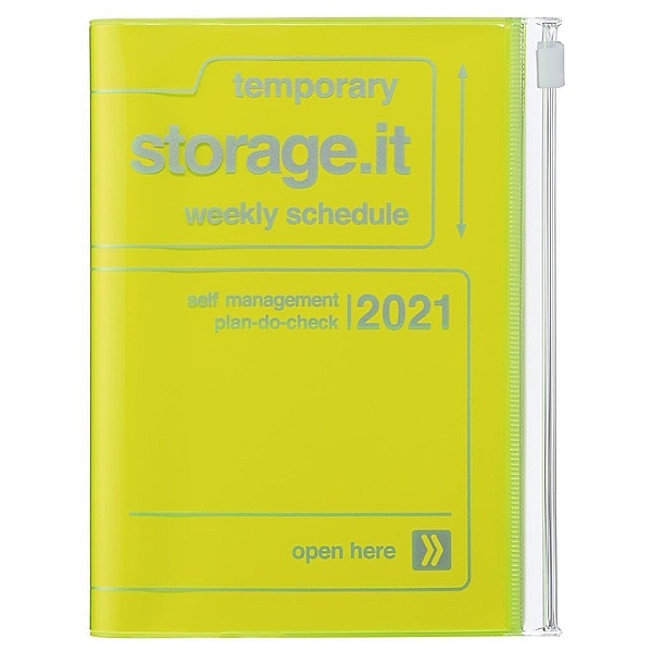 MARK'S 2021 Taschenkalender A6 vertikal, Storage.it, Neon Yellow